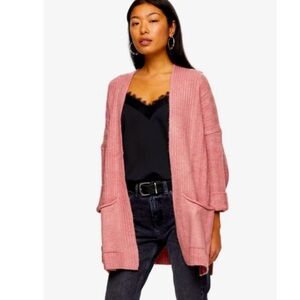 TOPSHOP Dusty Rose Oversized Swing Cardigan NEW